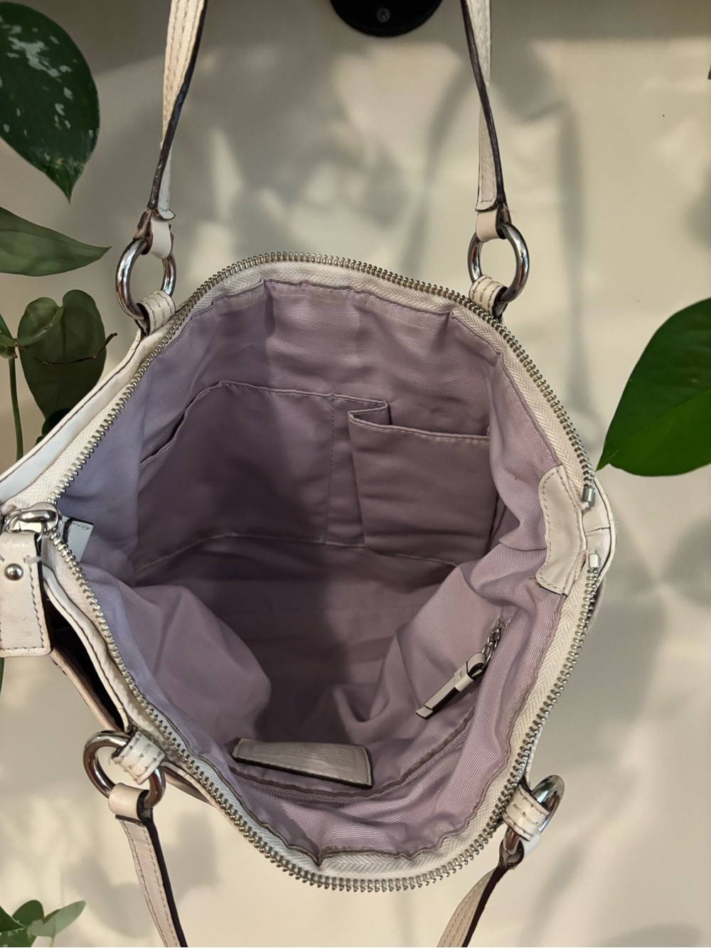Coach Purple Signature Carriage Tote with White Trim - Picture 2 of 4